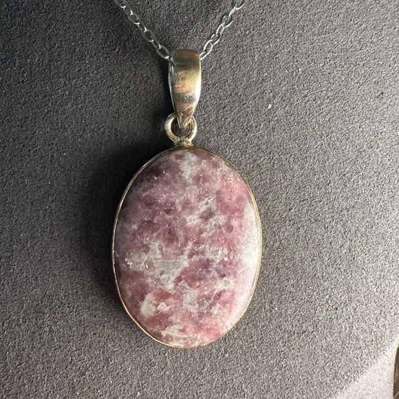 Oval Sparkling Pink Tourmaline Quartz Pendant in Silver 925 Setting on Chain - Picture 8 of 15